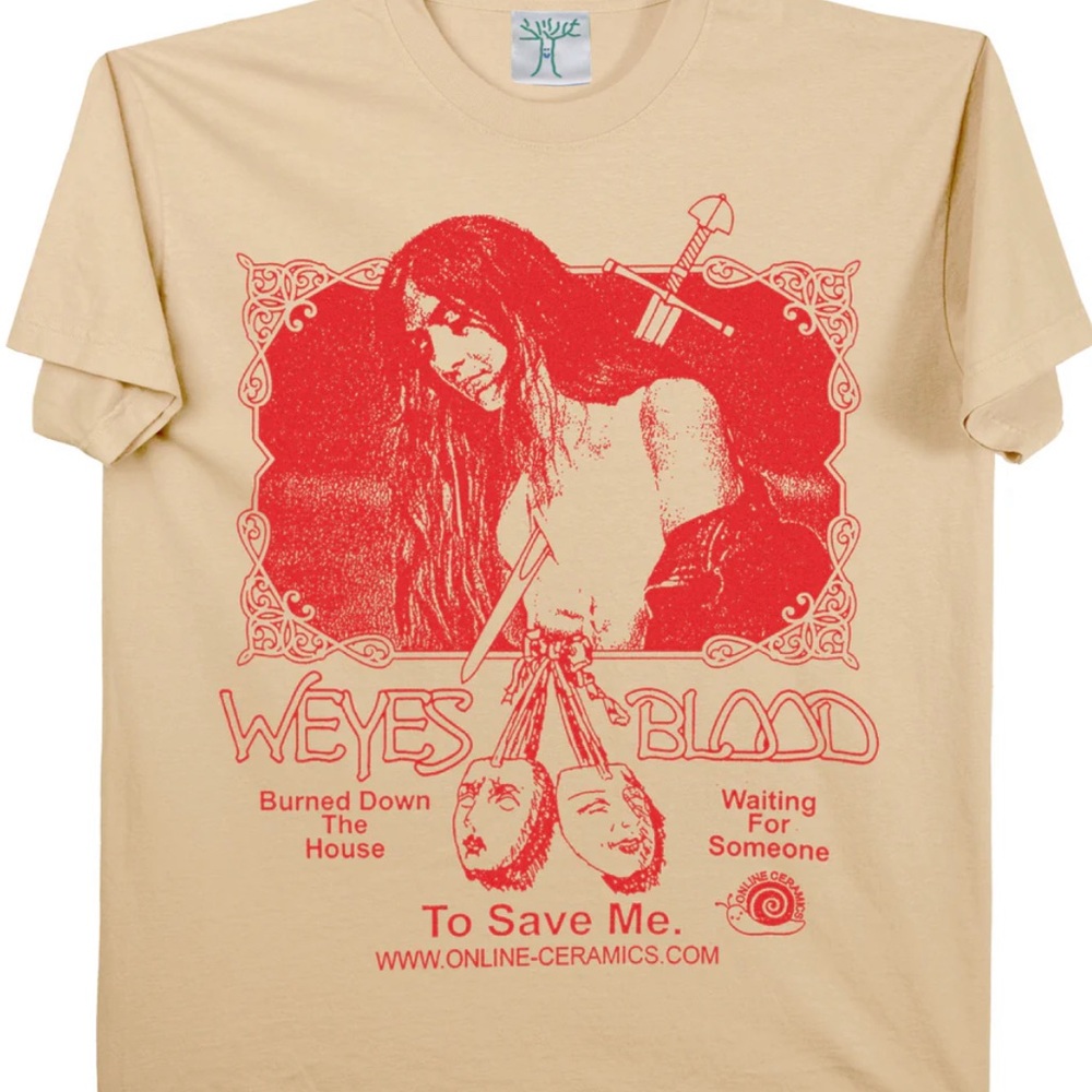 Online Ceramics Weyes Blood Graphic Tee in Beige and Red